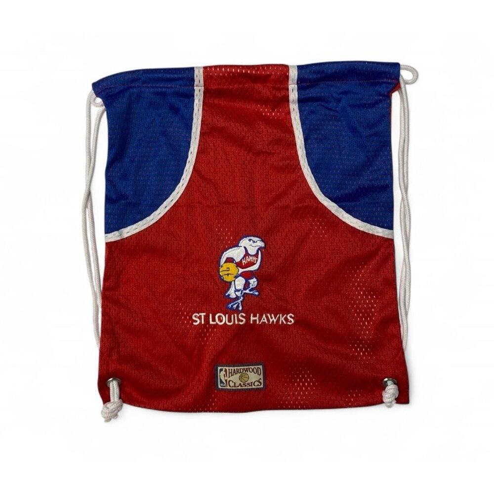 Rare VTG St. Louis Hawks NBA Drawstring Bag Mesh Backpack Hardwood Classics
